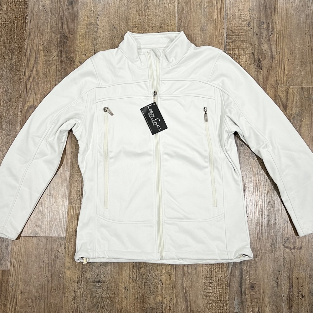 NWT LADIES SOFT SHELL JACKET LEISURE CRAFT APPAREL GROUP‎ CREAM SIZE LARGE 1405C